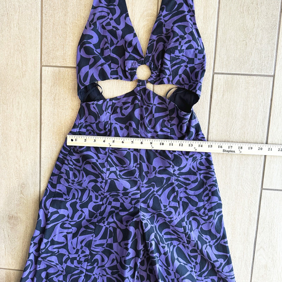 Free People Womens Kira Wide Leg Halter Jumpsuit XS Cut-Out Boho Festival Cotton - Picture 9 of 12